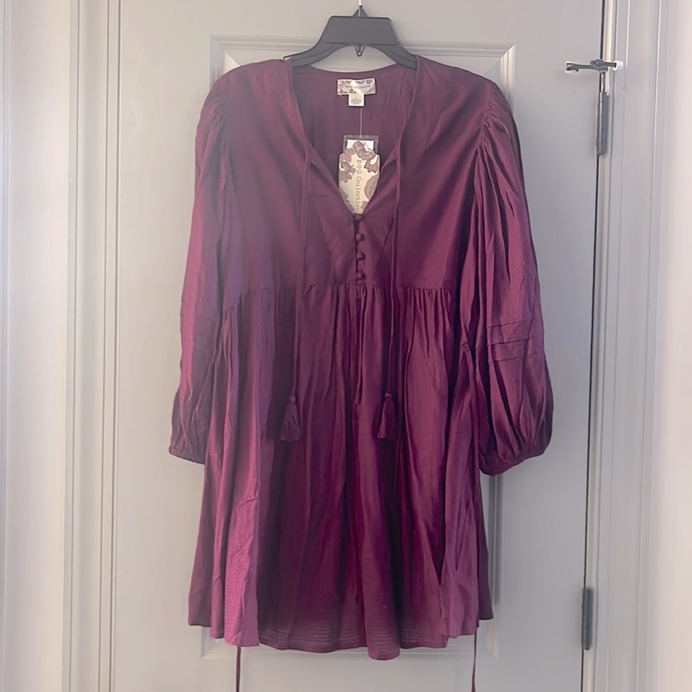 NWT BOG Collective maroon long sleeve dress size medium